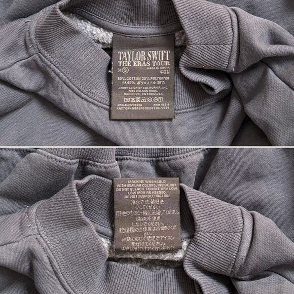 NEW Taylor Swift THE ERAS TOUR Blue Crewneck Sweatshirt sz XS 2024 Dates *Flaw - Picture 6 of 6